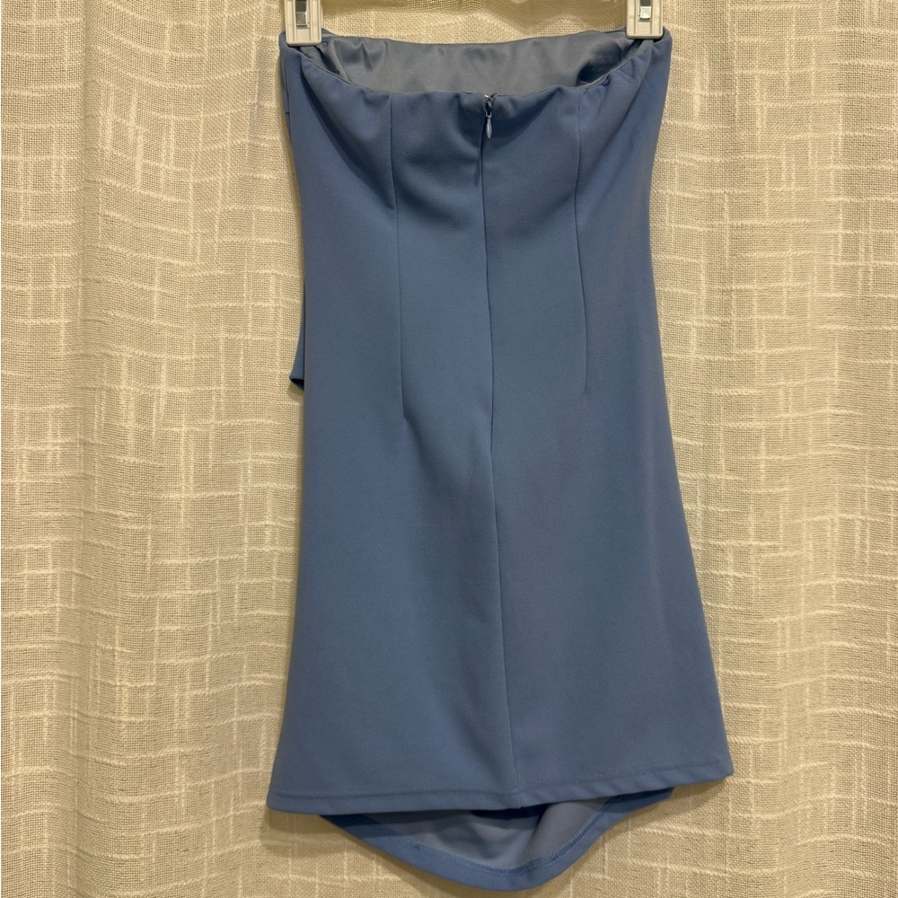 Olivaceous Light Blue Strapless dress